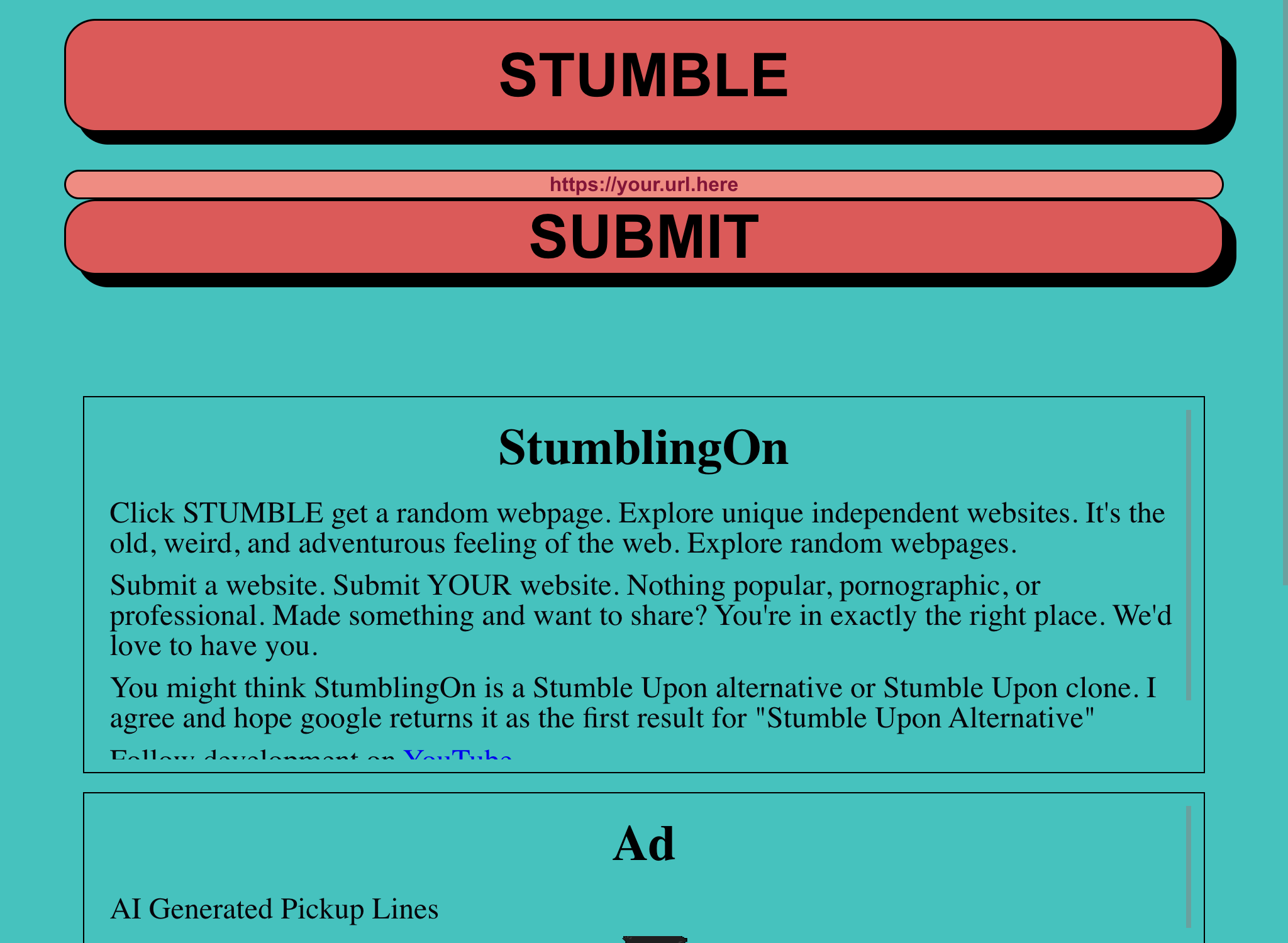 Screenshot of StumblingOn